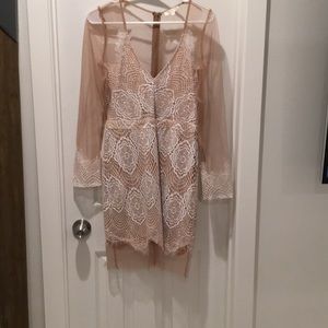 Mesh white/white/ivory midi dress